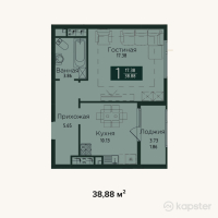 ЖК Murager — 1-ком 38.9 м² (от 17,690,400 тг)