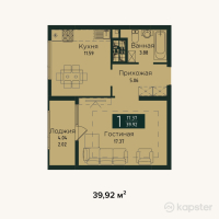 ЖК Murager — 1-ком 39.9 м² (от 18,163,600 тг)