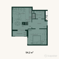 ЖК Murager — 2-ком 54.2 м² (от 24,661,000 тг)