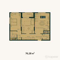 ЖК Murager — 3-ком 76.3 м² (от 34,707,400 тг)