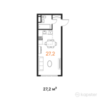 ЖК East Residence — 1-ком 27.2 м² (от 9,248,000 тг)