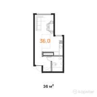 ЖК East Residence — 1-ком 36 м² (от 12,240,000 тг)