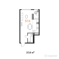 ЖК East Residence — 1-ком 37.6 м² (от 12,784,000 тг)