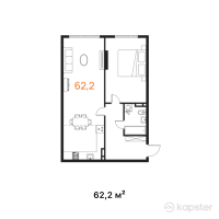ЖК East Residence — 2-ком 62.2 м² (от 21,148,000 тг)