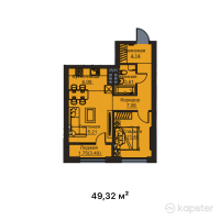 ЖК Aulet Residence — 2-ком 49.3 м² (от 23,673,600 тг)