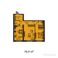 ЖК Aulet Residence — 2-ком 79.2 м² (от 38,020,800 тг)