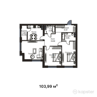 ЖК Aulet Residence — 3-ком 104 м² (от 49,915,200 тг)