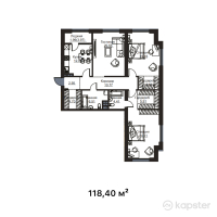 ЖК Aulet Residence — 3-ком 118.4 м² (от 56,832,000 тг)