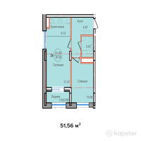 ЖК Imran — 2-ком 51.6 м² (от 16,499,200 тг)