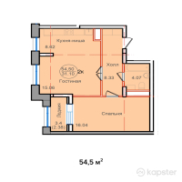 ЖК Imran — 2-ком 54.5 м² (от 17,440,000 тг)