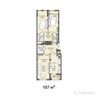 ЖК Europe city — 3-ком 107 м² (от 90,499,500 тг)