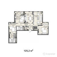 ЖК Europe city — 4-ком 125.2 м² (от 109,550,000 тг)