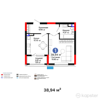 ЖК Поколение — 1-ком 38.9 м² (от 23,714,460 тг)