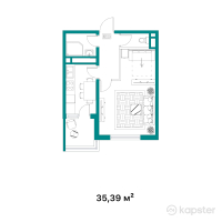 ЖК Kokjiek City — 1-ком 35.4 м² (от 12,386,500 тг)