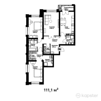 ЖК Etasa Residence — 3-ком 111.1 м² (от 85,547,000 тг)