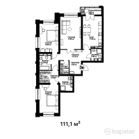 ЖК Etasa Residence — 3-ком 111.1 м² (от 87,213,500 тг)