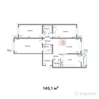 ЖК Etasa Residence — 4-ком 145.1 м² (от 110,264,000 тг)