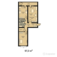 ЖК R-House — 3-ком 97.3 м² (от 76,867,000 тг)