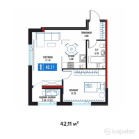 ЖК Ozen — 1-ком 42,1 м² (null)