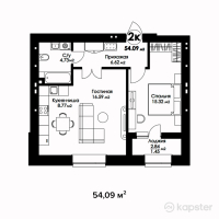 ЖК Qazaq Eli Kulan — 2-ком 54,1 м² (null)