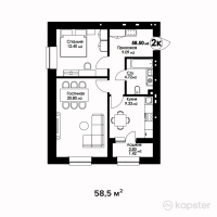 ЖК Qazaq Eli Kulan — 2-ком 58,5 м² (null)