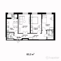 ЖК Qazaq Eli Kulan — 3-ком 83,3 м² (null)