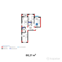 ЖК Turan Life — 2-ком 86.1 м² (от 43,050,000 тг)