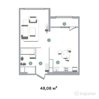 ЖК METROPOLE — 1-ком 48.1 м² (от 50,484,000 тг)