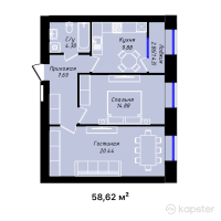 ЖК Öleñ — 2-ком 58.6 м² (от 28,723,800 тг)