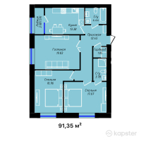 ЖК Öleñ — 3-ком 91.4 м² (от 44,761,500 тг)