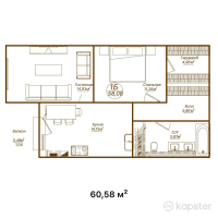 КД Compositor — 2-ком 60.6 м² (от 55,733,600 тг)