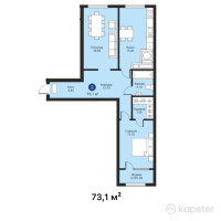 ЖК Kerege City — 2-ком 73.1 м² (от 30,702,000 тг)