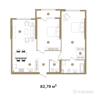 ЖК Satpaev — 3-ком 82,8 м² (от 60 850 650 тг)