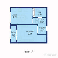 ЖК AYANA PLAZA — 1-ком 30.8 м² (от 10,167,300 тг)