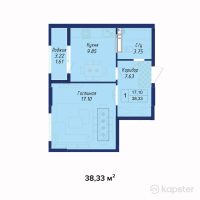 ЖК AYANA PLAZA — 1-ком 38.3 м² (от 12,648,900 тг)