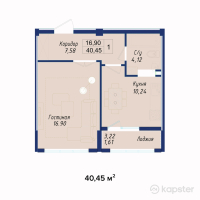 ЖК AYANA PLAZA — 1-ком 40.5 м² (от 13,348,500 тг)