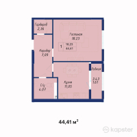 ЖК AYANA PLAZA — 1-ком 44.4 м² (от 14,655,300 тг)