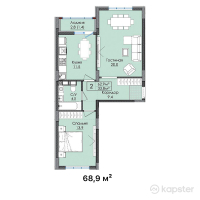 ЖК Otbasy — 2-ком 68.9 м² (от 23,426,000 тг)