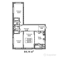 ЖК Otbasy — 3-ком 84.1 м² (от 26,924,800 тг)