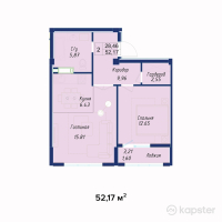 ЖК AYANA PLAZA — 2-ком 52.2 м² (от 17,216,200 тг)