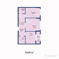 ЖК AYANA PLAZA — 2-ком 53.6 м² (от 17,691,300 тг)