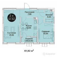 ЖК Jambyl — 2-ком 61.9 м² (от 21,018,744 тг)