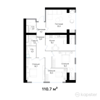 ЖК RAMS Evo — 4-ком 110.7 м² (от 81,657,242 тг)