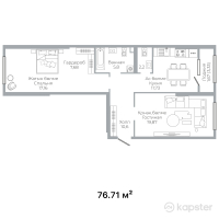 ЖК Duman — 2-ком 76.7 м² (от 49,094,399 тг)