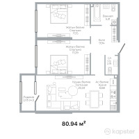 ЖК Duman — 3-ком 80.9 м² (от 49,373,400 тг)