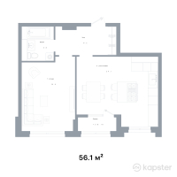 ЖК Salzburg — 1-ком 56.1 м² (от 39,270,000 тг)