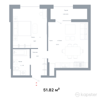 ЖК NOHO — 1-ком 51.8 м² (от 27,464,600 тг)