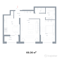 ЖК NOHO — 2-ком 69.4 м² (от 36,136,560 тг)