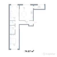 ЖК NOHO — 2-ком 74.9 м² (от 39,306,750 тг)