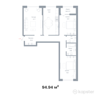 ЖК NOHO — 3-ком 94.9 м² (от 50,318,200 тг)